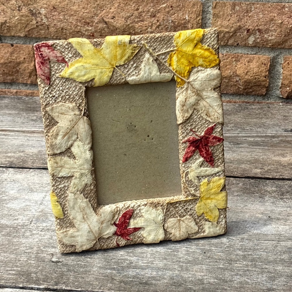 Rustic Autumn Fall Leaves 3.5x5 Photo Frame Tabletop Display Harvest Decor